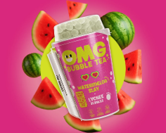 OMG Bubble Tea Watermelon, Lychee palloilla 10x265ml 2